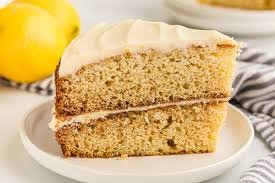 lemon cake slice in white plate