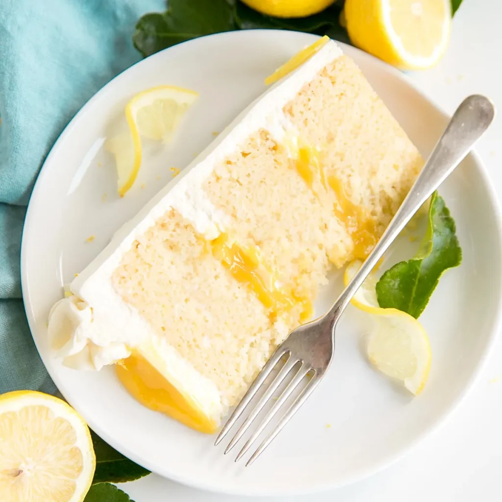 lemon cake slice in plate
